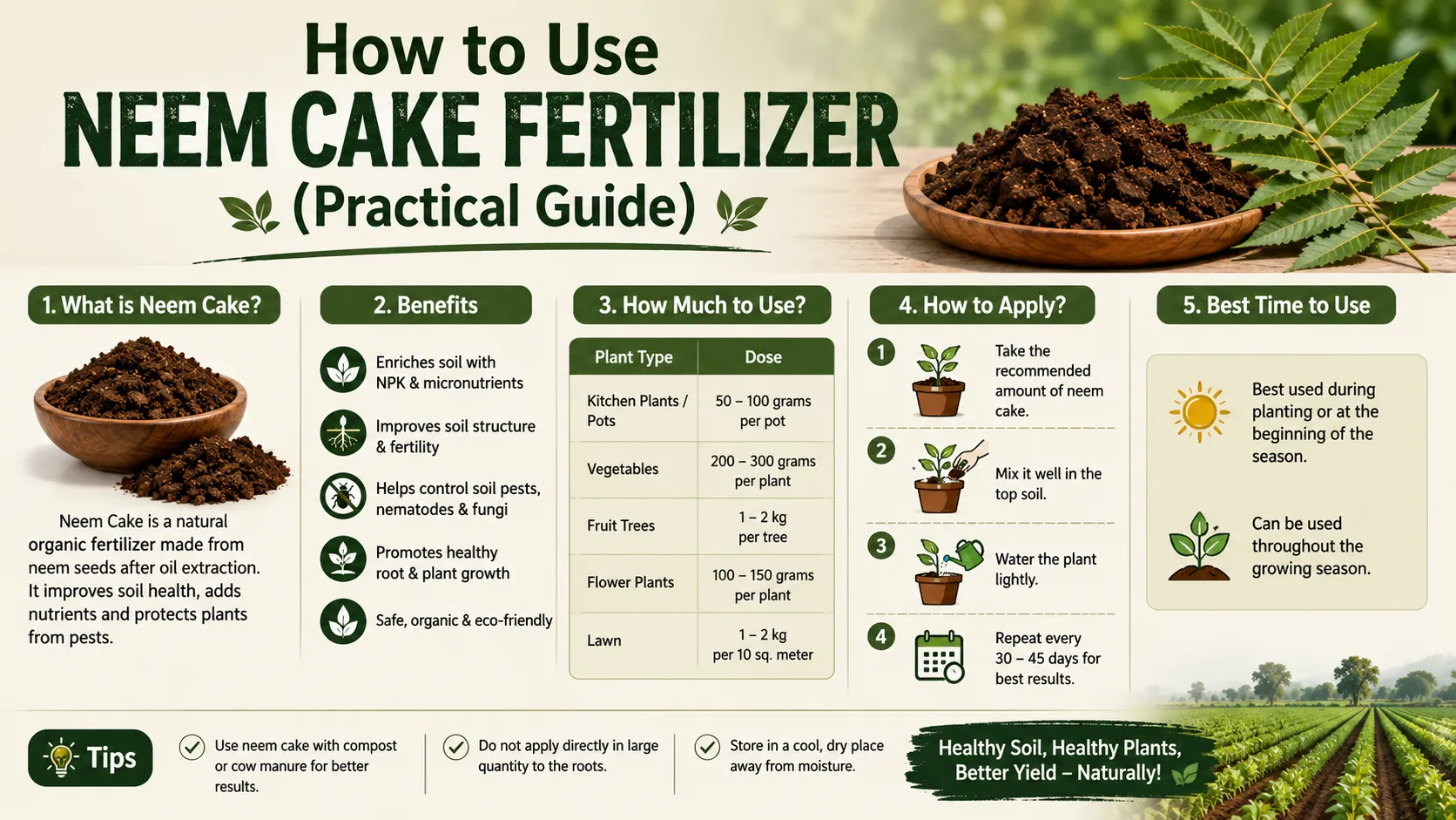 How to Use Neem Cake Fertilizer (Practical Guide)