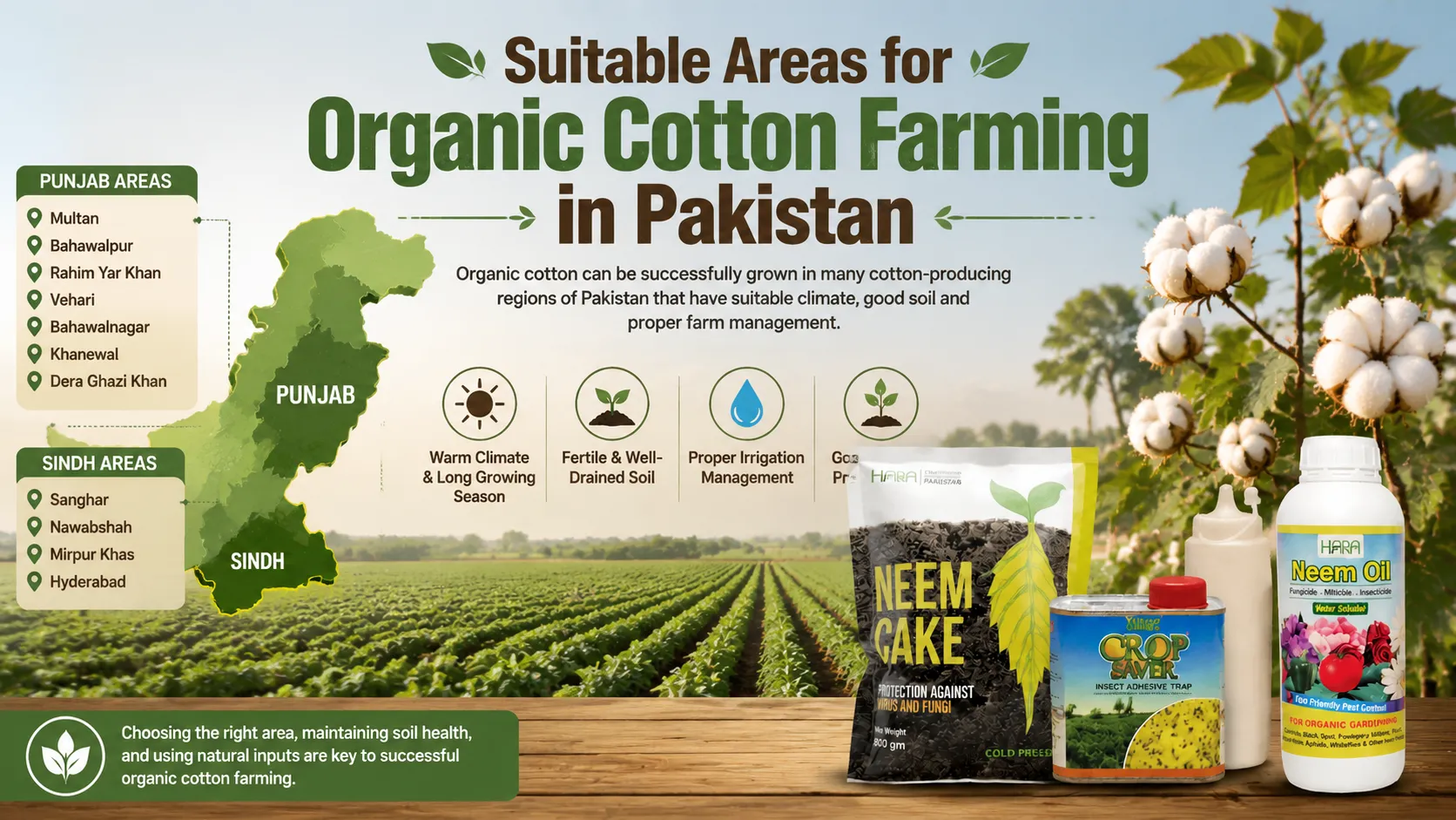 Suitable Areas for Organic Cotton Farming in Pakistan